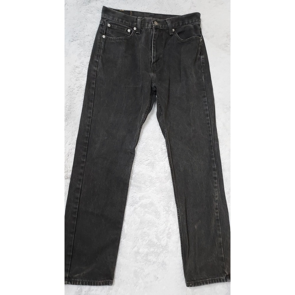 Levis 505Jeans Mens 32x32 Regular Fit Straight Leg Black Denim Faded FITS 30x30